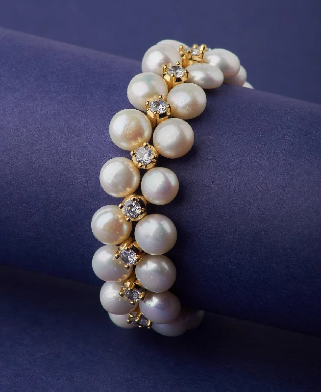 ruby bracelets for women -Gorgeous Gold Pearl Bracelet