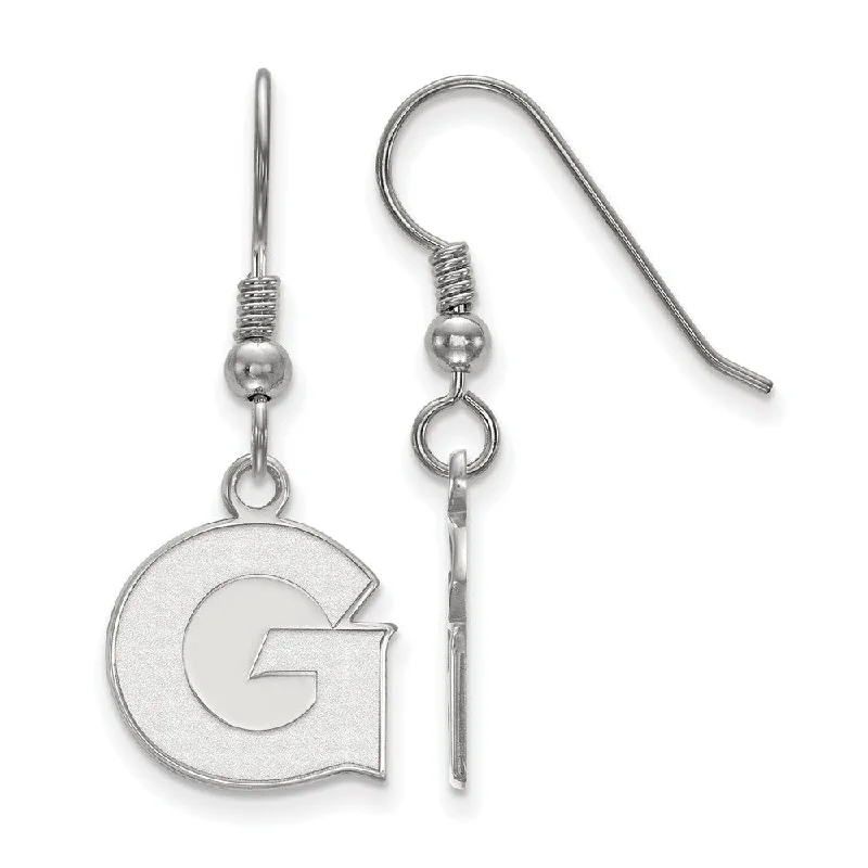 rose gold earrings for women -Sterling Silver Georgetown University Small Dangle Earrings