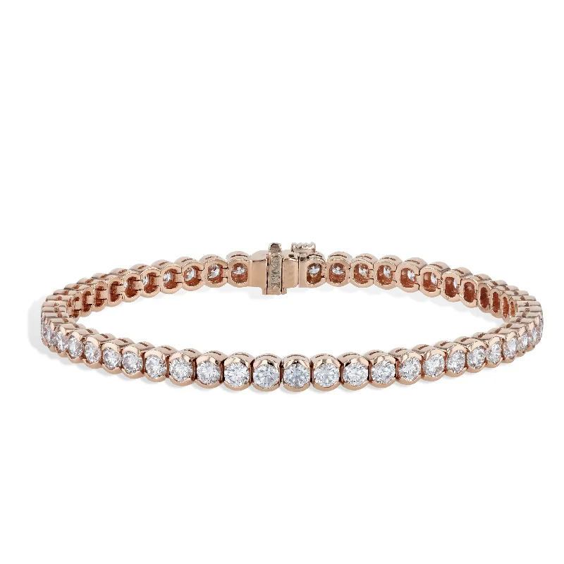 big statement bracelets for women -Semi-Bezel Diamond Rose Gold Tennis Bracelet