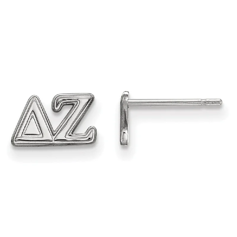 diamond earrings for women -Sterling Silver Delta Zeta XS Greek Post Earrings