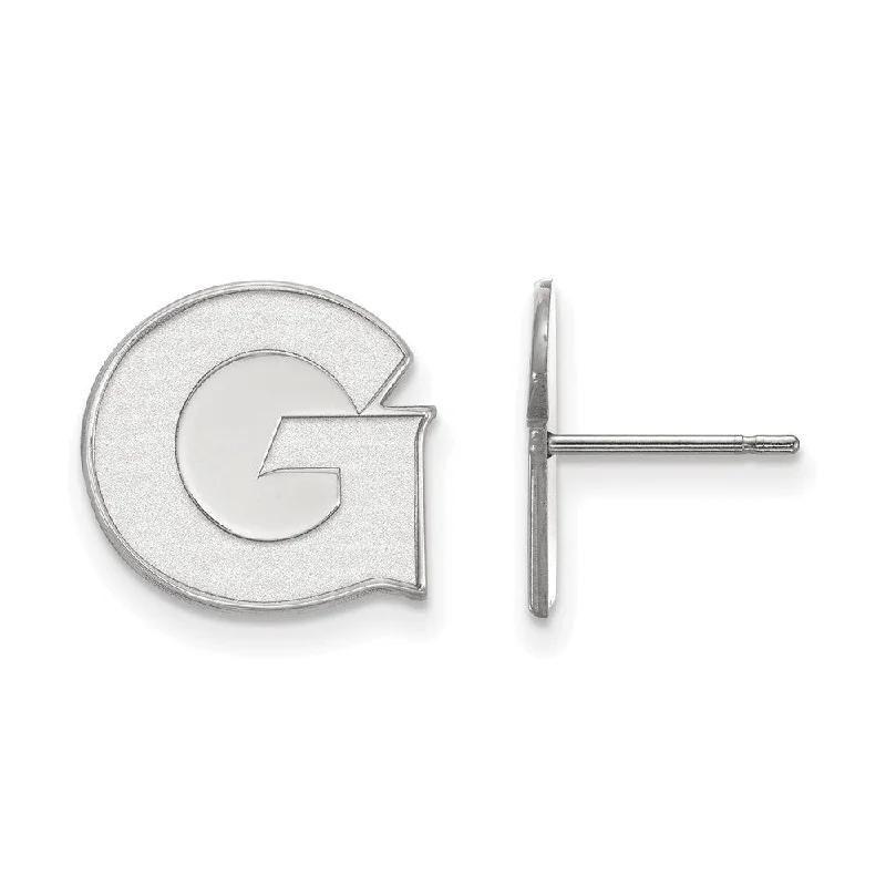 floral stud earrings for women -14k White Gold Georgetown University Small Post Earrings