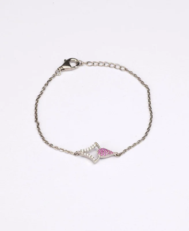 sun bracelets for women -Fashionable Stone Studded Silver Bracelet.