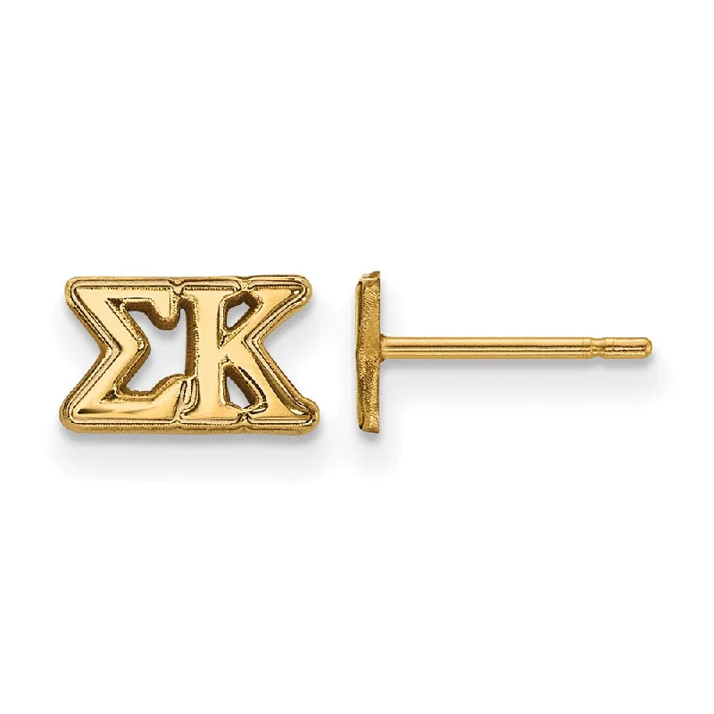 wedding earrings for women -14K Plated Silver Sigma Kappa XS Greek Letters Post Earrings