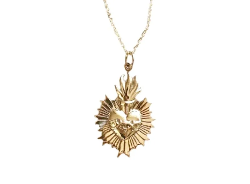 engraved necklaces for women -Sacred Heart Gold Necklace