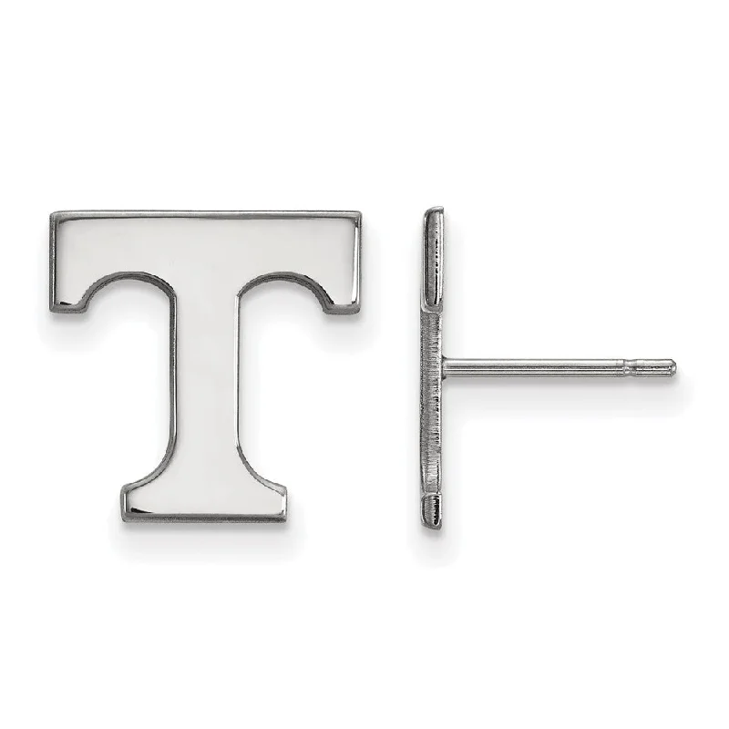 clip-on earrings for women -10k White Gold University of Tennessee Small Initial T Post Earrings