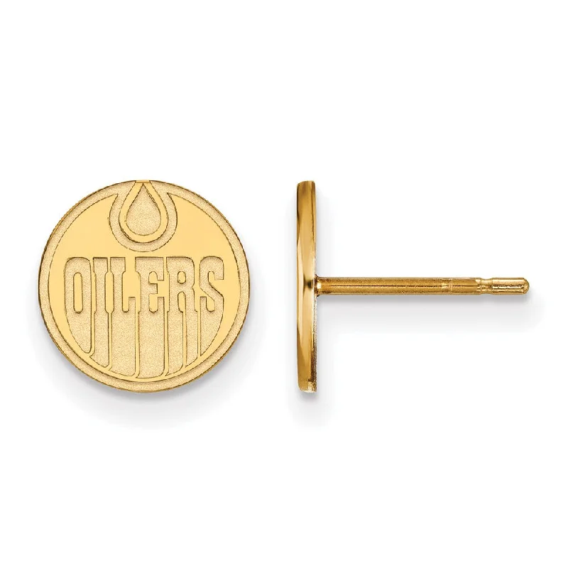 bold fashion earrings for women -SS 14k Yellow Gold Plated NHL Edmonton Oilers XS Post Earrings