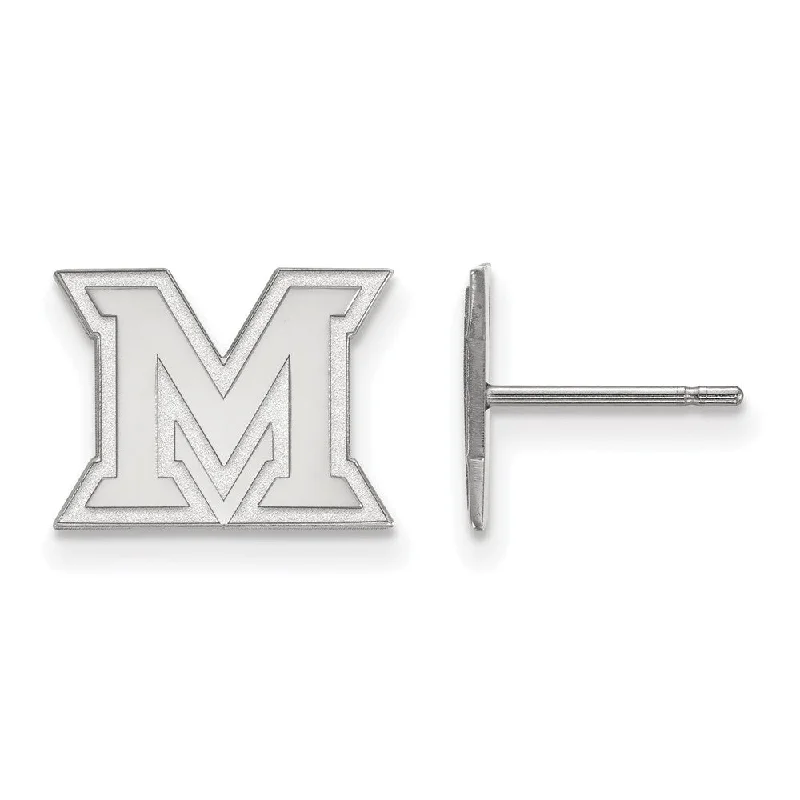 multi-layered earrings for women -14k White Gold Miami University XS (Tiny) Initial M Post Earrings