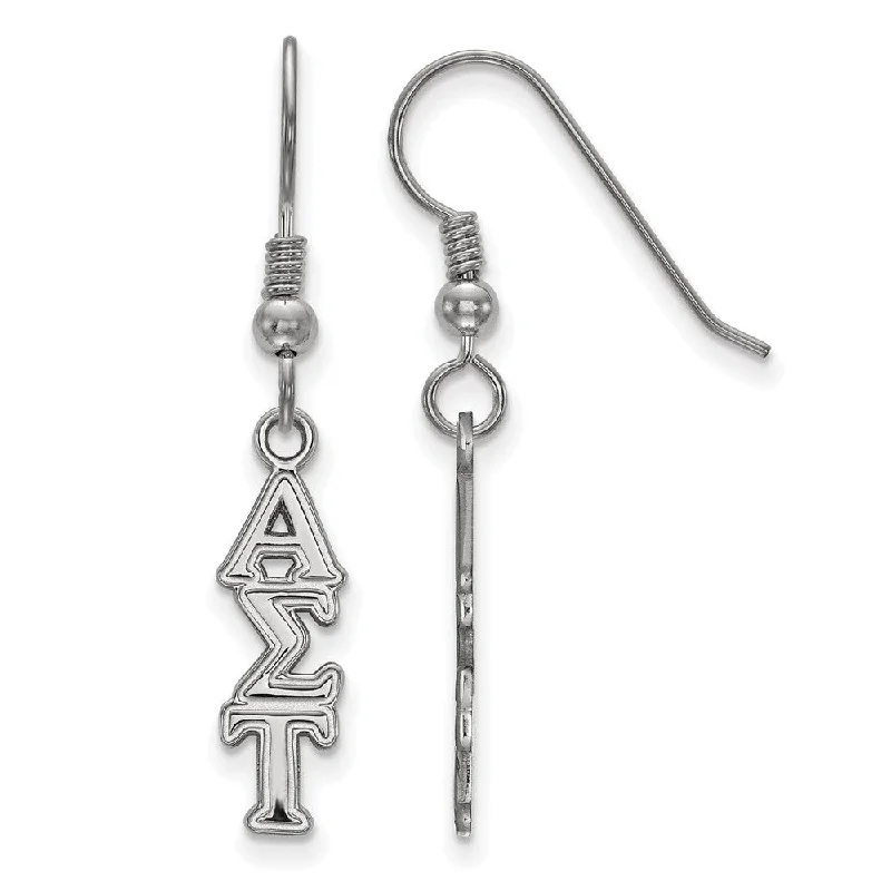 two-tone earrings for women -Sterling Silver Small Alpha Sigma Tau Dangle Earrings