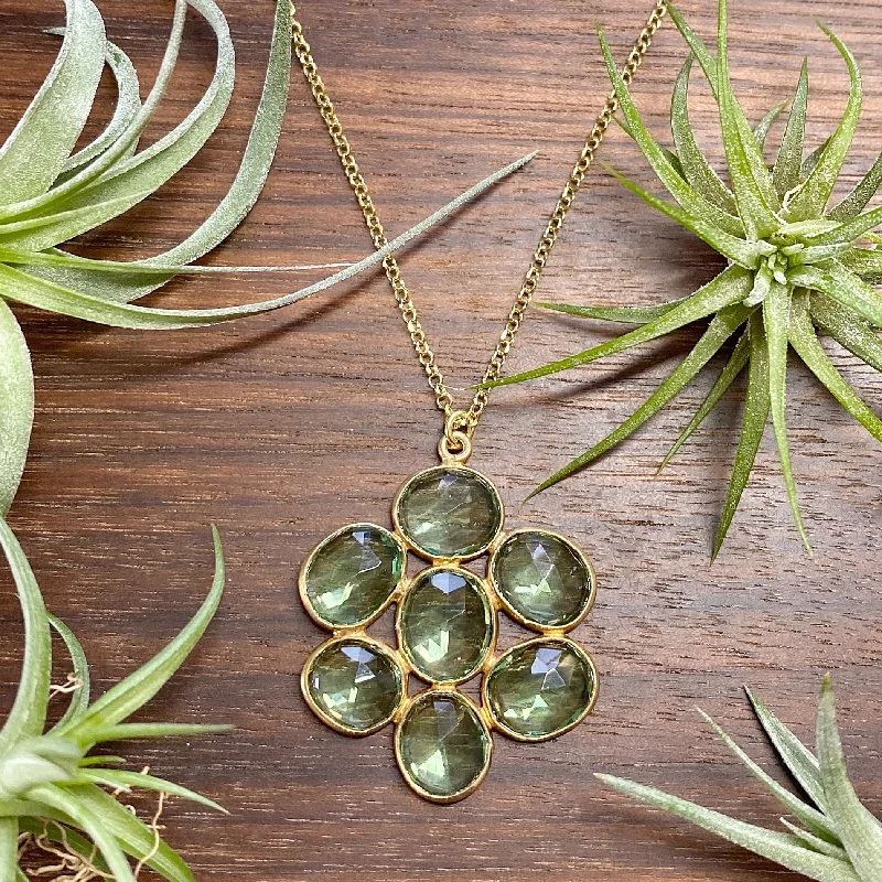 crystal necklaces for women -Peridot Flower Gemstone Necklace