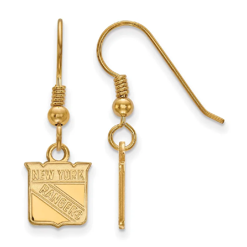 modern geometric earrings for women -SS 14k Yellow Gold Plated NHL New York Rangers XS Dangle Earrings