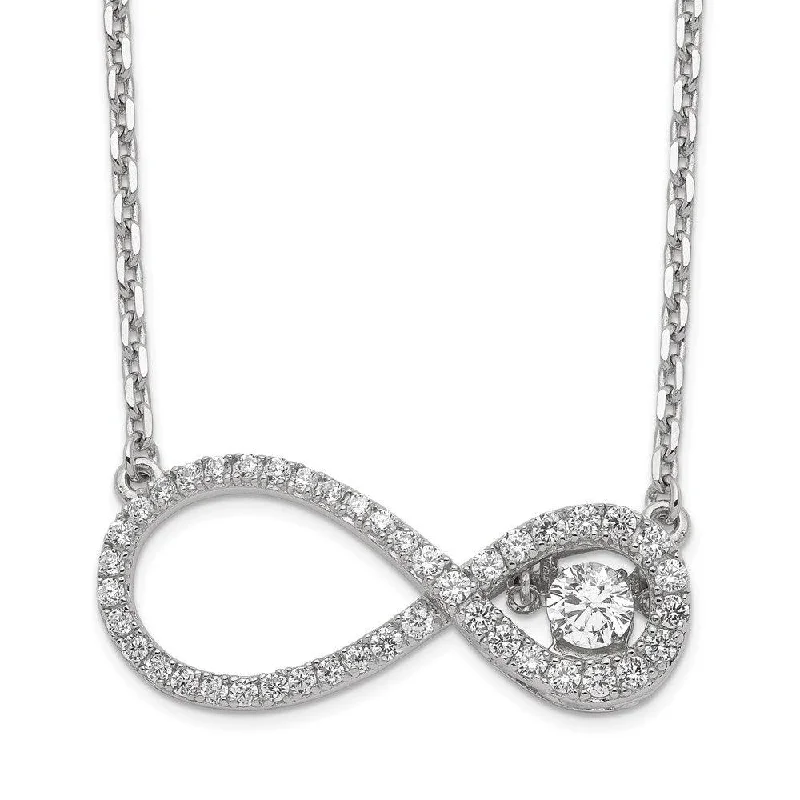 elegant name necklaces for women -Sterling Silver Polished Vibrant CZ Infinity Necklace