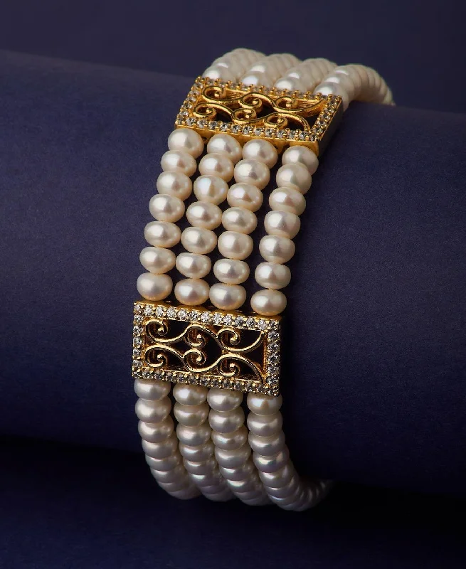 knotted bracelets for women -Gorgeous Golden Real Pearl Bracelet