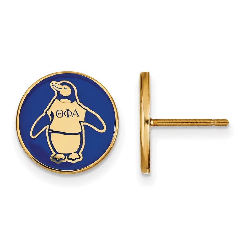 sapphire stud earrings for women -14K Plated Silver & Enamel Theta Phi Alpha Penguin Post Earrings