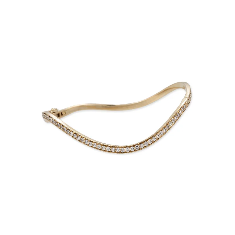 best everyday bracelets for women -PAVE DIAMOND WAVE BANGLE BRACELET