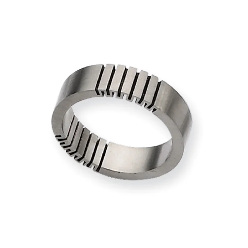 adjustable silver rings for women -Titanium, Black Accent, 6mm Ring