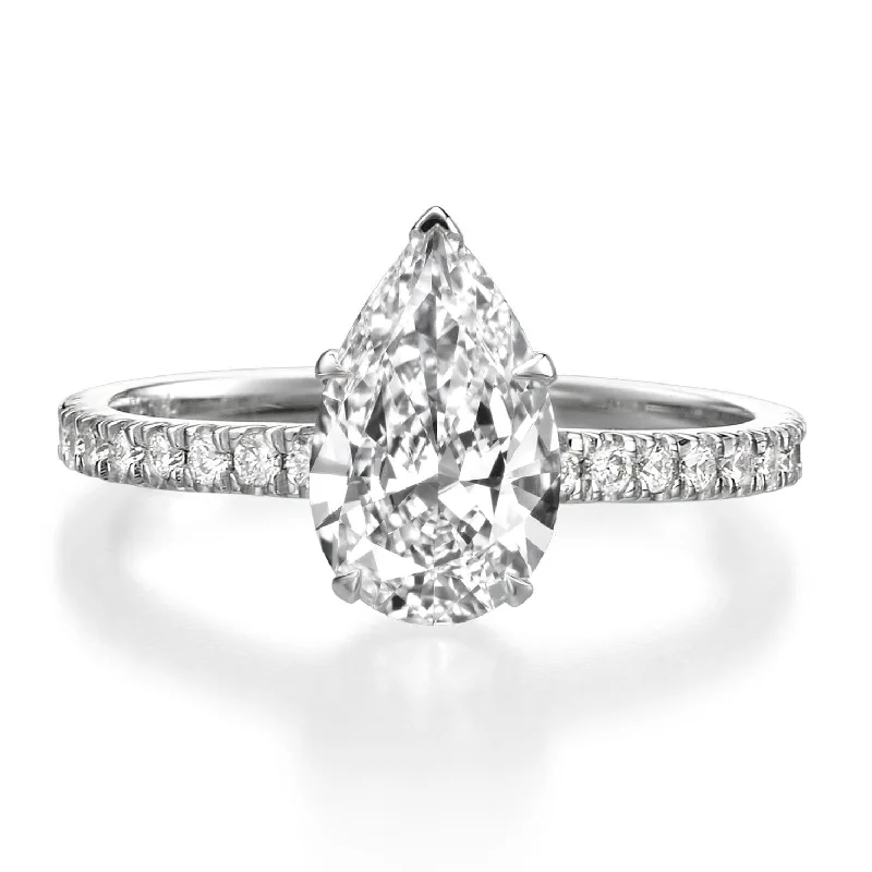 filigree engagement rings -1.85 ct Pear Shaped Diamond Engagement Ring