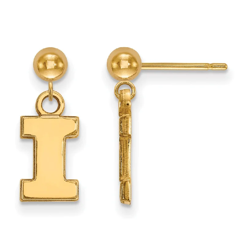 elegant drop earrings for women -14k Yellow Gold University of Illinois Ball Dangle Earrings