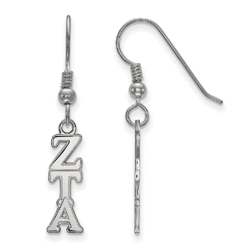 big hoop earrings for women -Sterling Silver Small Zeta Tau Alpha Dangle Earrings