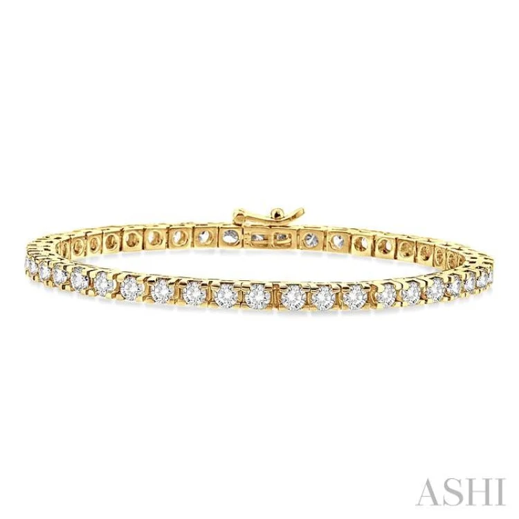 stackable bracelets for women -6 Ctw Square Shape Round Cut Diamond Tennis Bracelet in 14K Yellow Gold