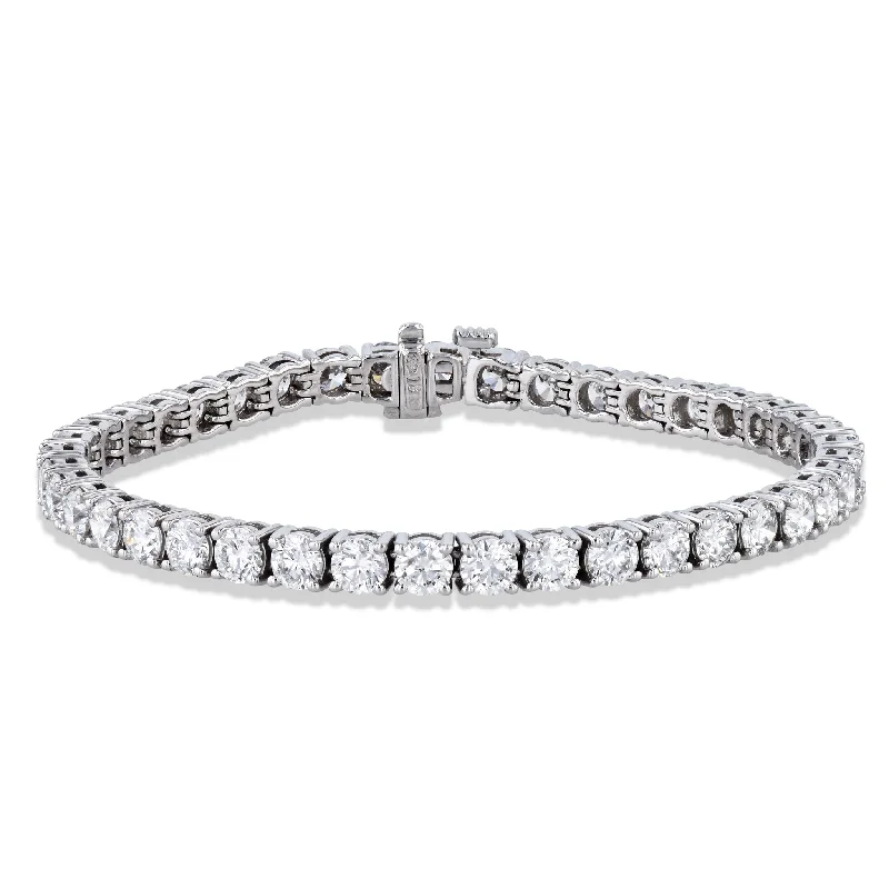 bar bracelets for women -Round Brilliant 9.56ct Diamond White Gold Tennis Bracelet