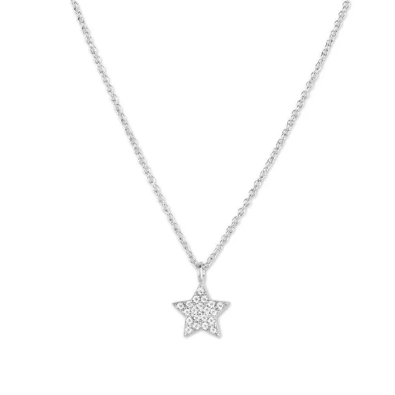 pearl strand necklaces for women -Sterling Silver Small Micro Pave Star Necklace