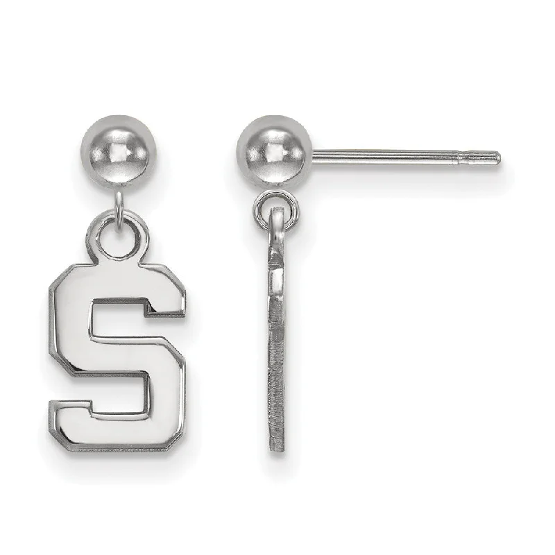 bold fashion earrings for women -Sterling Silver Michigan State University Ball Dangle Earrings