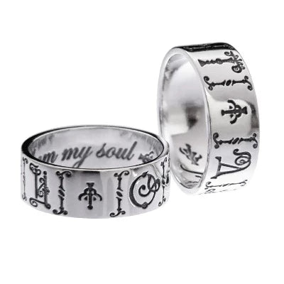 silver rings for women -'Ot Dushi'  (Russian:  'my soul' poesy ring)