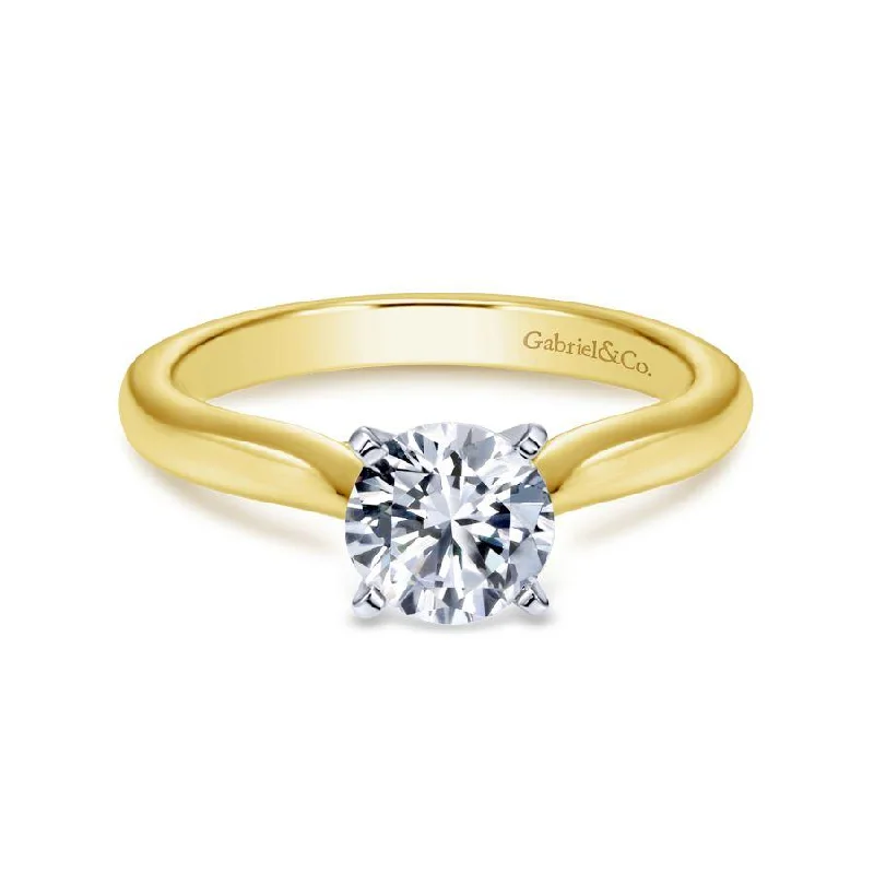 bold statement engagement rings -14K WhiteYellow Gold Round Diamond Engagement Ring