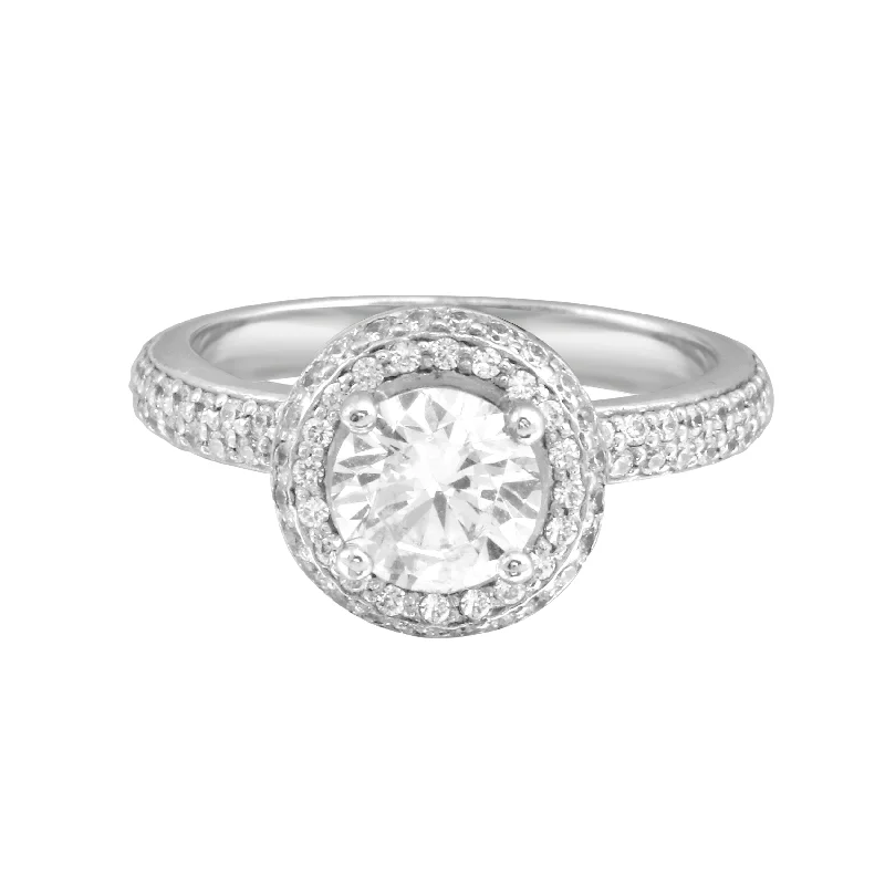 non-diamond engagement rings -Round Micro Pavé Diamond Engagement Ring Setting