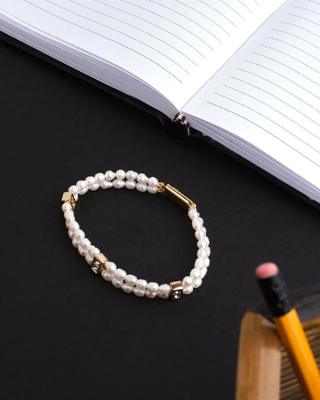 baguette stone bracelets for women -Dolled Up! Pearl Bracelet