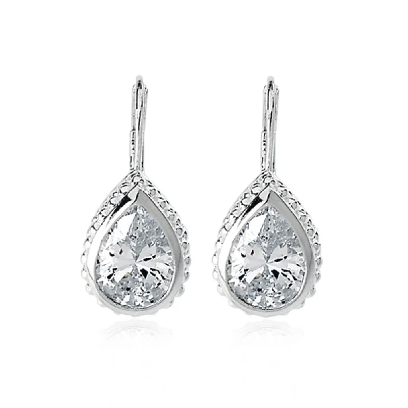 best delicate earrings for women -Teardrop Earrings with Cubic Zirconia in Sterling Silver