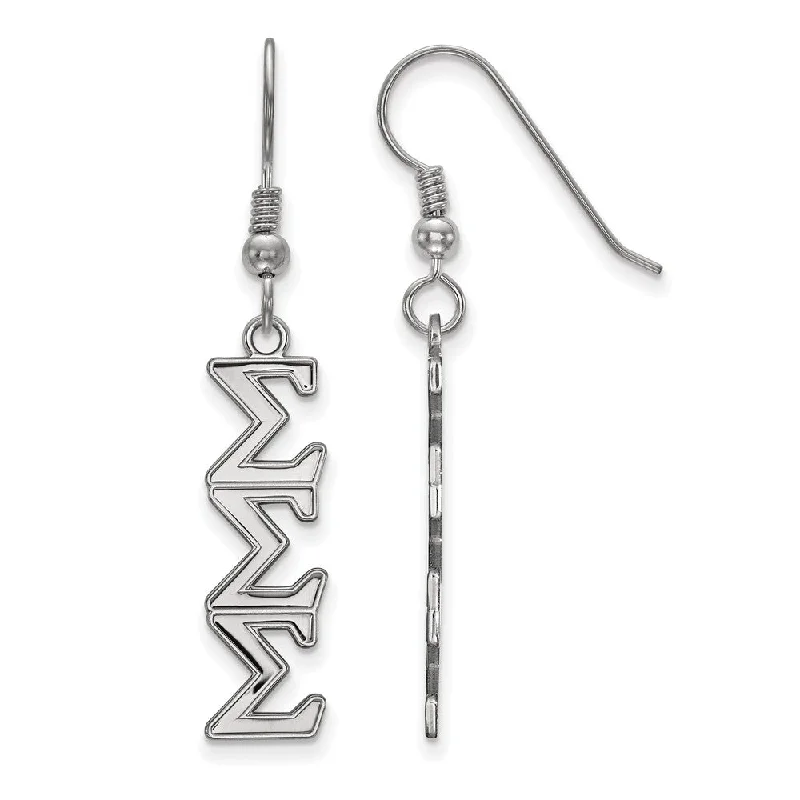 ear cuff earrings for women -Sterling Silver Sigma Sigma Sigma Dangle Medium Earrings