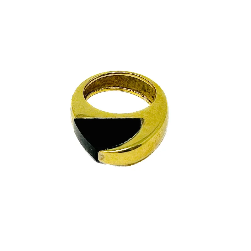 promise rings for women -Henry Dunay 18K Gold Ring with Onyx