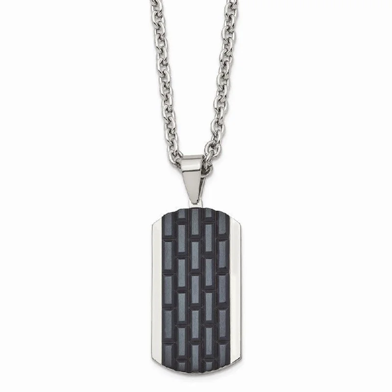 diamond necklaces for women -Stainless Steel Polished Black IP-plated Dog Tag Necklace