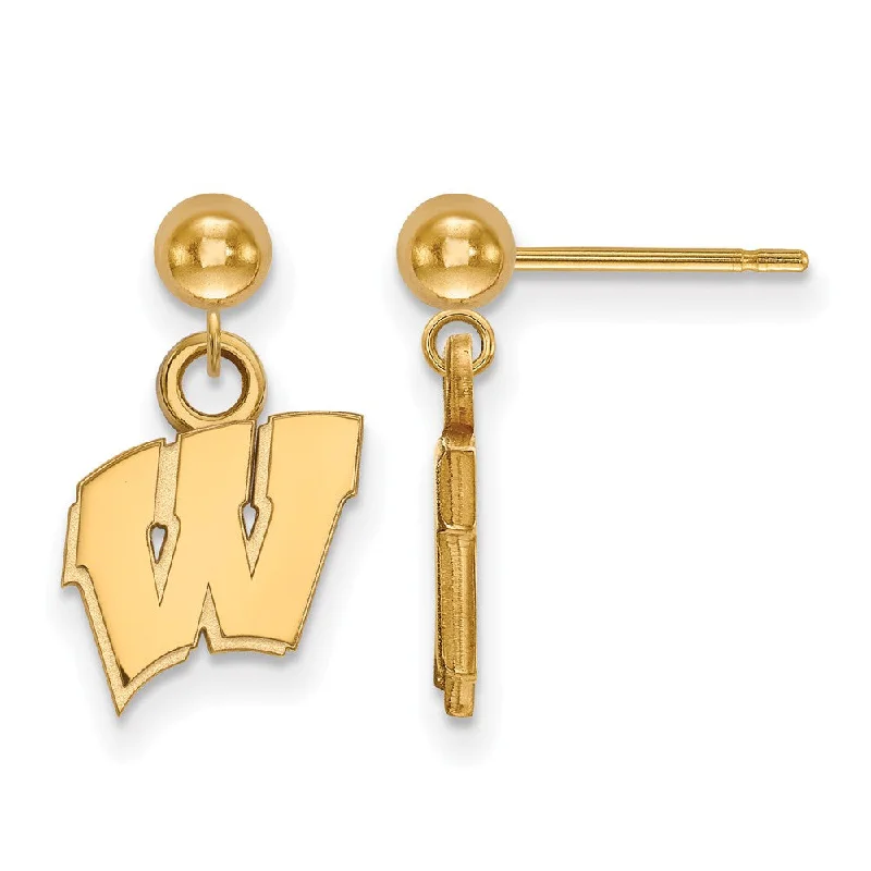 best delicate earrings for women -14k Yellow Gold University of Wisconsin Ball Dangle Earrings