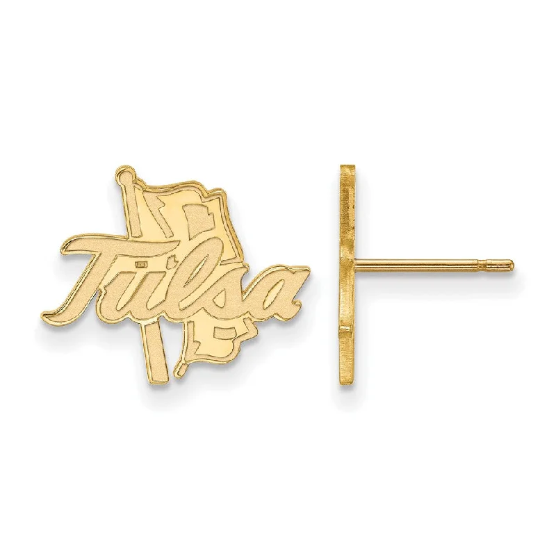 thick gold earrings for women -14k Gold Plated Silver The University of Tulsa Post Earrings