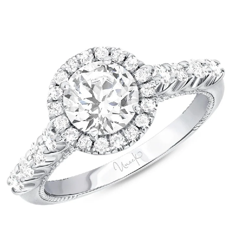 classic engagement rings -Uneek Us Collection Halo Round Engagement Ring