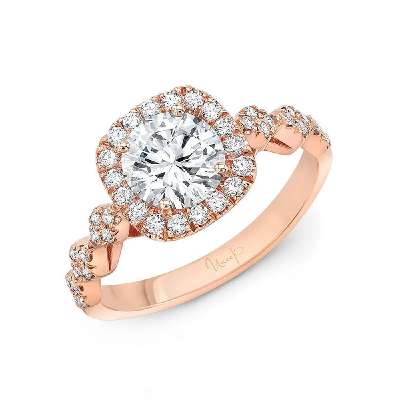 oval solitaire engagement rings -Uneek Us Collection Halo Round Engagement Ring