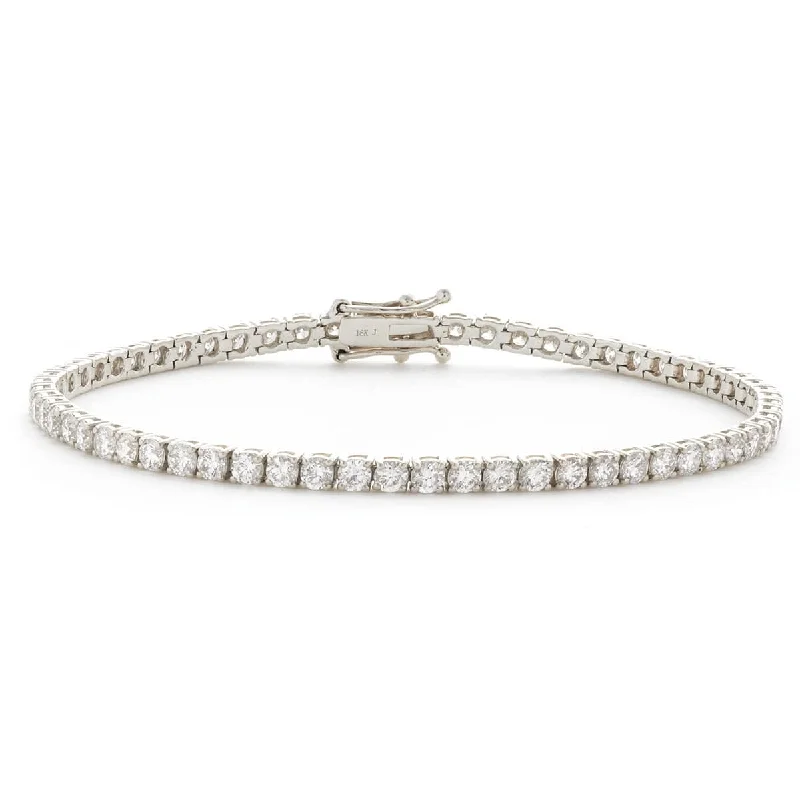 vintage bracelets for women -Round Cut Diamond Line Tennis Bracelet in Four Claw setting