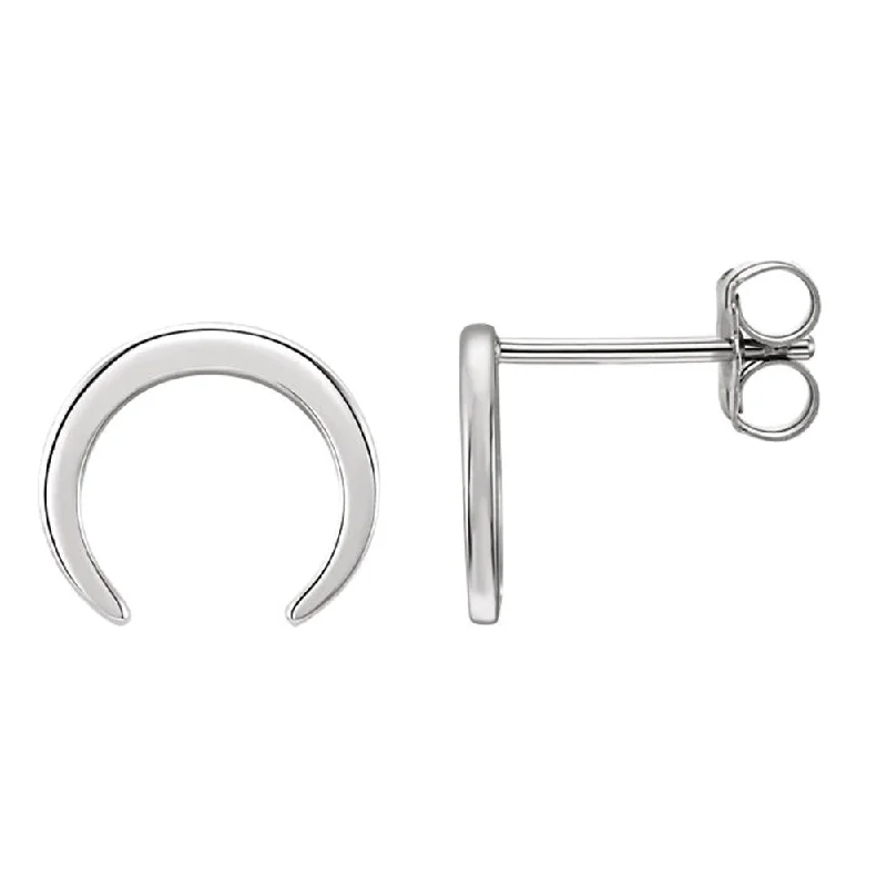 sun and moon earrings for women -10mm x 9mm (3/8 Inch) Platinum Small Crescent Post Earrings