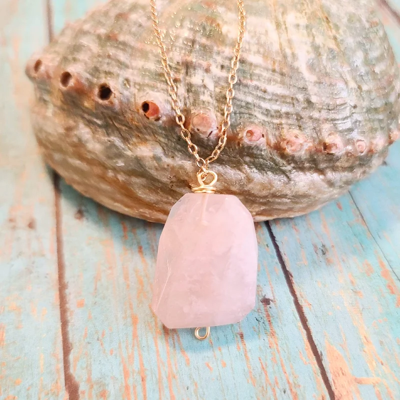 nameplate necklaces for women -Rose Quartz Love Necklace