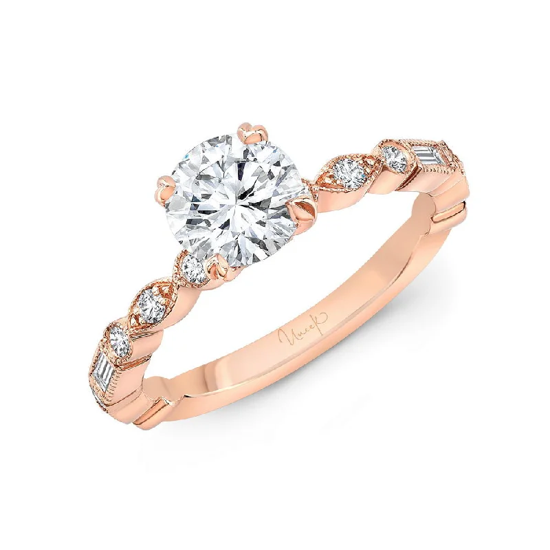 art nouveau engagement rings -Uneek Us Collection Straight Round Engagement Ring