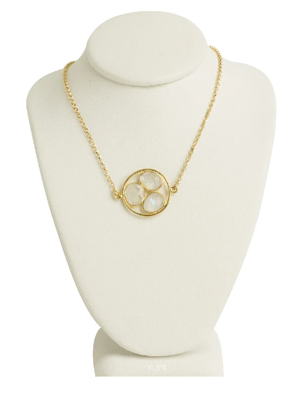 gold necklaces for women -Moonstone Cluster Necklace