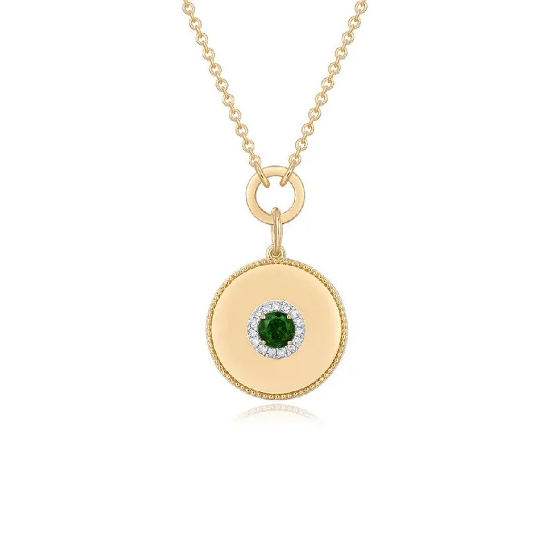 bold fashion necklaces for women -BROOKLYN PERIDOT STONE DISC NECKLACE