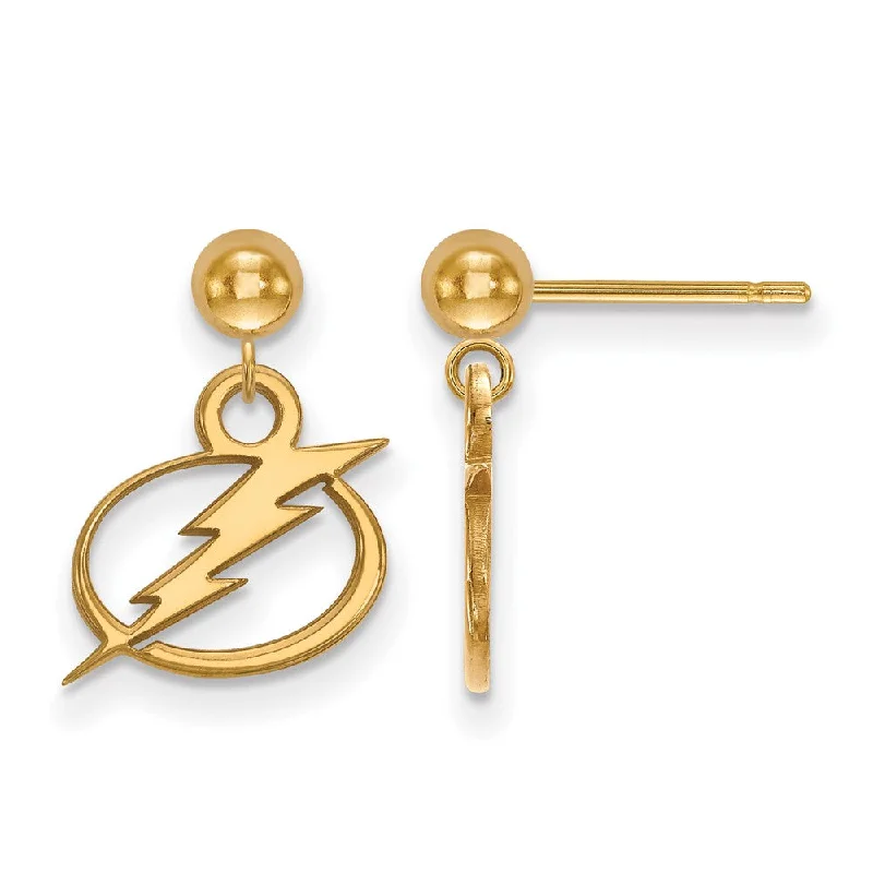 personalized earrings for women -14k Yellow Gold NHL Tampa Bay Lightning XS Ball Dangle Post Earrings