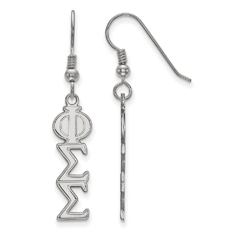 adjustable silver earrings for women -Sterling Silver Phi Sigma Sigma Dangle Medium Earrings