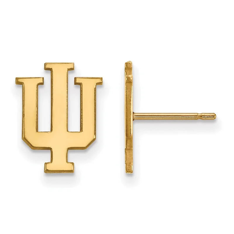 high-quality gold earrings for women -14k Gold Plated Silver Indiana University SM Post Earrings