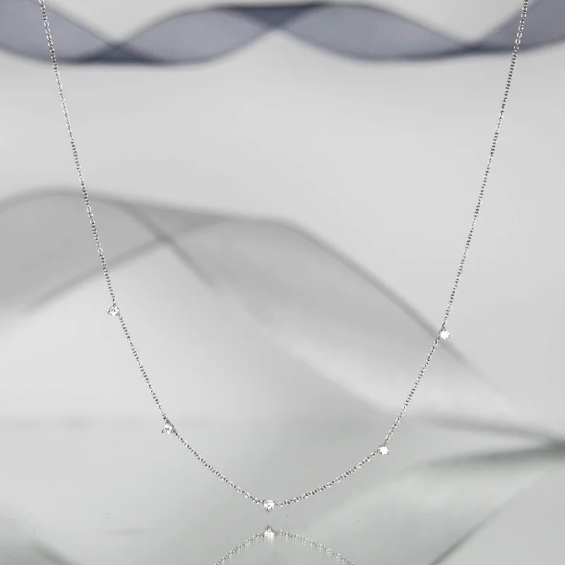 pave diamond necklaces for women -MARJI WHITE GOLD DIAMOND DROP NECKLACE