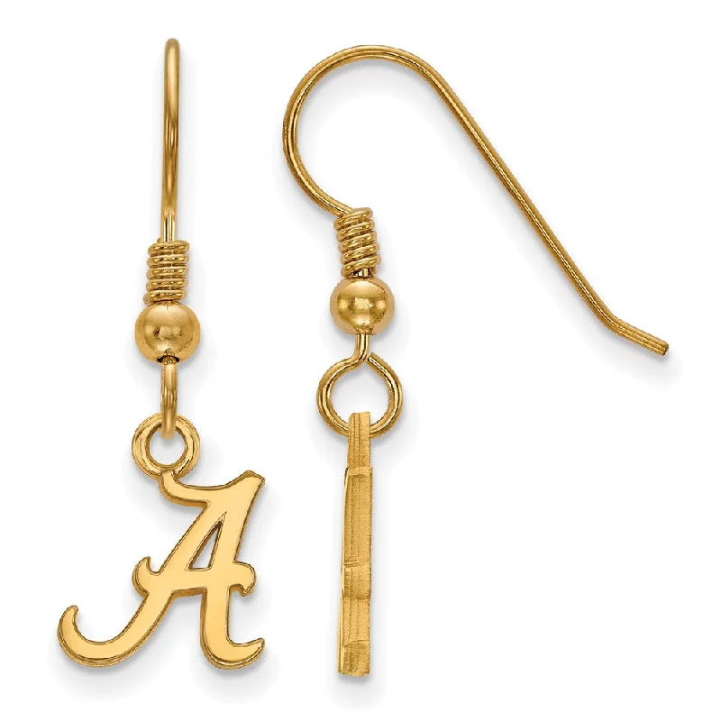 dangle earrings for women -14k Gold Plated Silver Univ. of Alabama XS (Tiny) Dangle Earrings