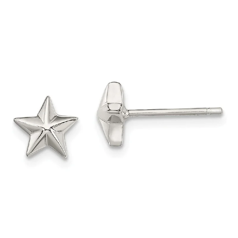 baguette earrings for women -6mm Nautical Star Post Earrings in Sterling Silver